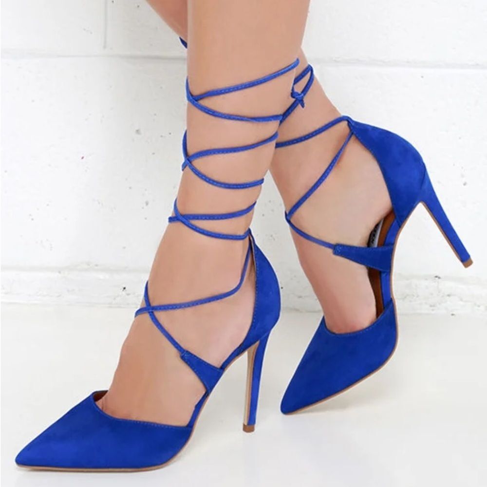 Steve Madden Raela Blue Lace Up Heels Women’s Shoes Size 9.5